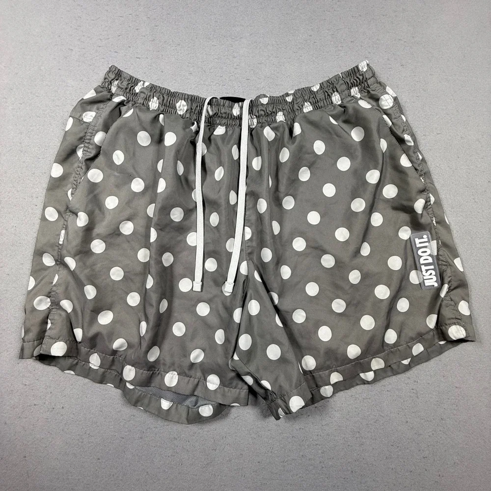 Nike Mens Gray White Polka Dot Just Do It Shorts XXL Mesh Lined Drawstring